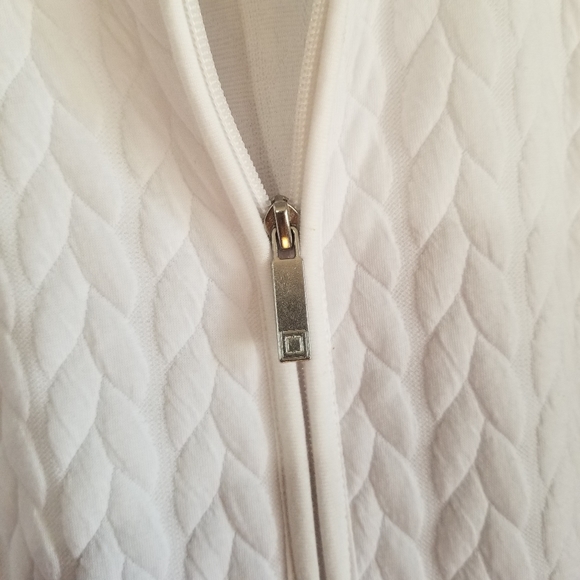 Liz Claiborne Weekend Womens Med White Quilted Jacquard Full Zip Vest w/… - Picture 4 of 12